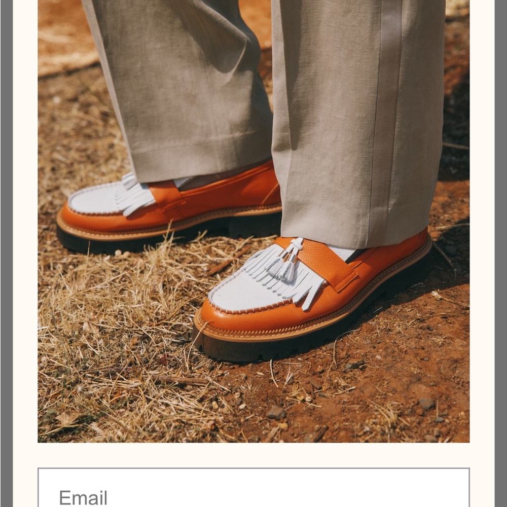 Elegant Marc Nolan Orange and White Adler Men’s Lug Penny Loafers